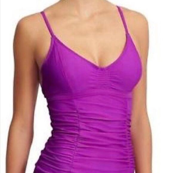 ATHLETA Smocked Tankini Top, Size 32D/DD Black NWT Retail $72 153155 - Picture 3 of 8